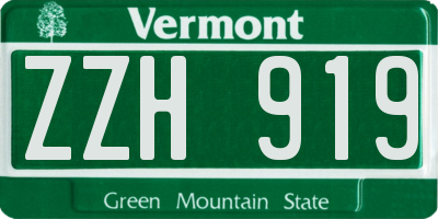 VT license plate ZZH919