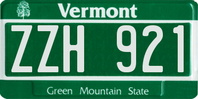 VT license plate ZZH921