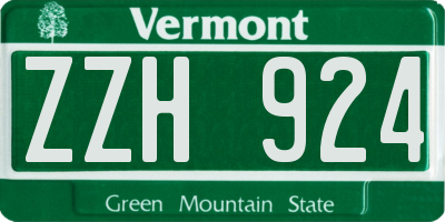 VT license plate ZZH924