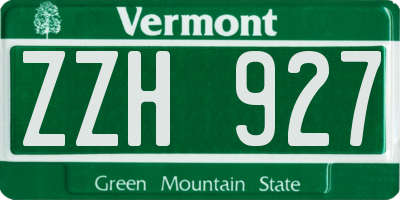 VT license plate ZZH927