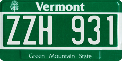 VT license plate ZZH931