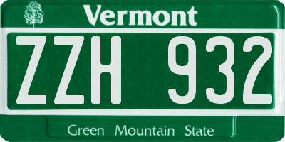 VT license plate ZZH932