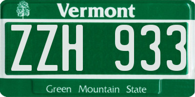 VT license plate ZZH933