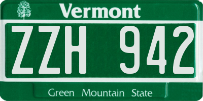 VT license plate ZZH942