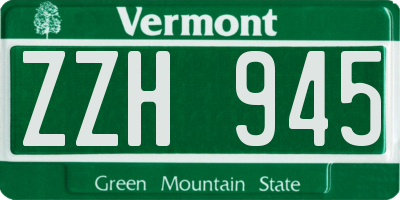 VT license plate ZZH945