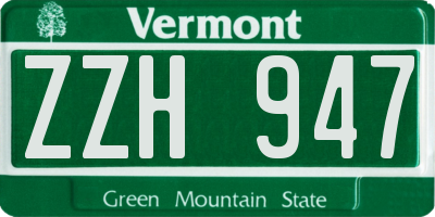 VT license plate ZZH947