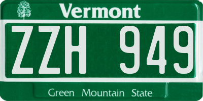 VT license plate ZZH949