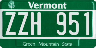 VT license plate ZZH951