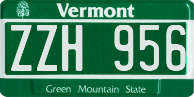 VT license plate ZZH956