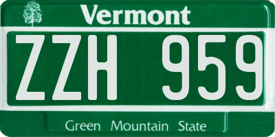 VT license plate ZZH959