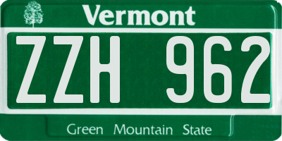 VT license plate ZZH962