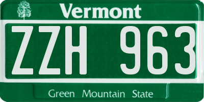 VT license plate ZZH963