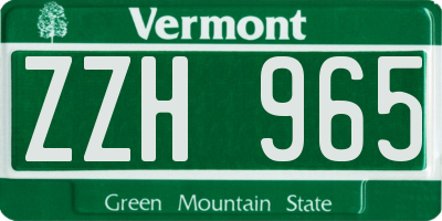 VT license plate ZZH965