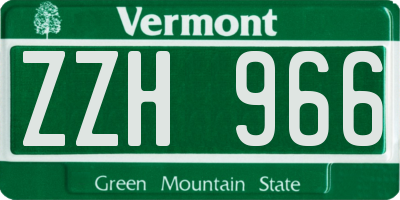 VT license plate ZZH966