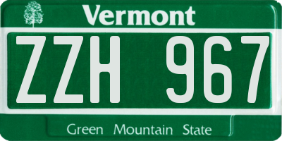 VT license plate ZZH967