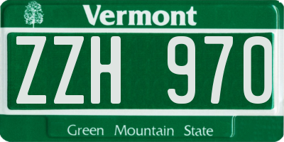VT license plate ZZH970
