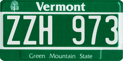 VT license plate ZZH973