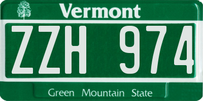 VT license plate ZZH974