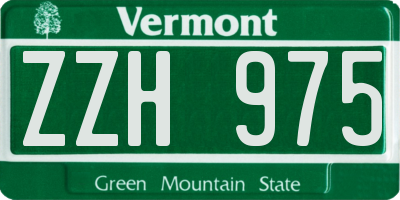 VT license plate ZZH975