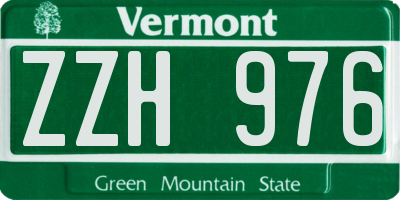 VT license plate ZZH976