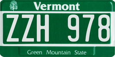 VT license plate ZZH978