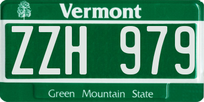 VT license plate ZZH979