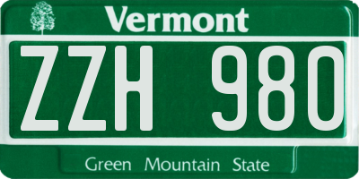VT license plate ZZH980