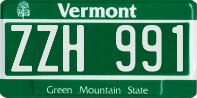 VT license plate ZZH991