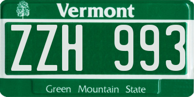 VT license plate ZZH993