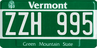 VT license plate ZZH995