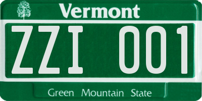 VT license plate ZZI001