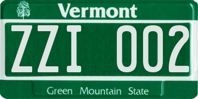 VT license plate ZZI002