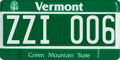 VT license plate ZZI006