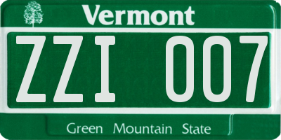 VT license plate ZZI007