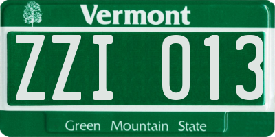 VT license plate ZZI013