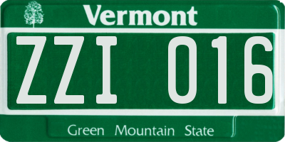 VT license plate ZZI016