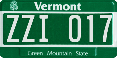 VT license plate ZZI017