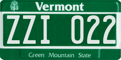 VT license plate ZZI022