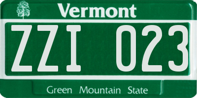 VT license plate ZZI023