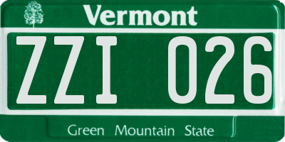 VT license plate ZZI026