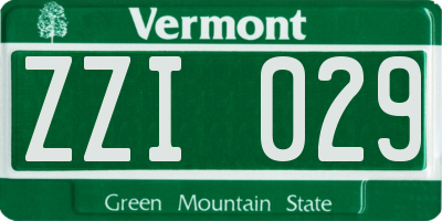 VT license plate ZZI029