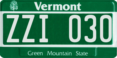 VT license plate ZZI030