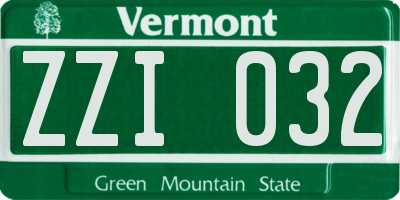 VT license plate ZZI032