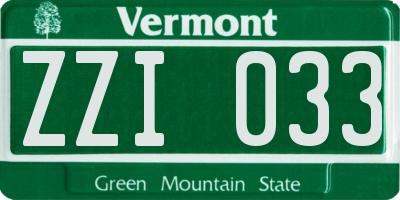 VT license plate ZZI033