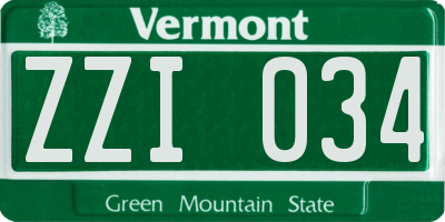VT license plate ZZI034