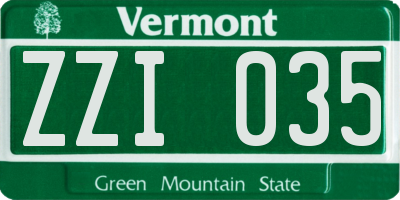 VT license plate ZZI035