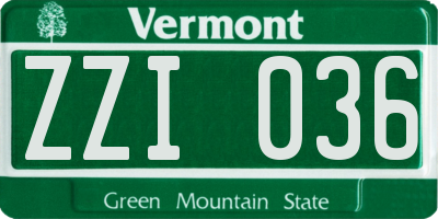 VT license plate ZZI036