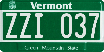 VT license plate ZZI037