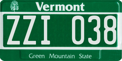 VT license plate ZZI038