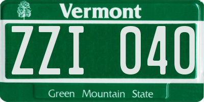 VT license plate ZZI040